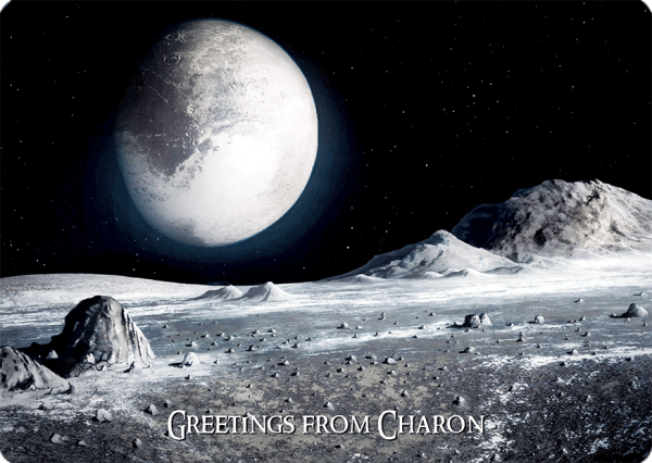3D-Postkarte Grüße vom Plutomond Charon